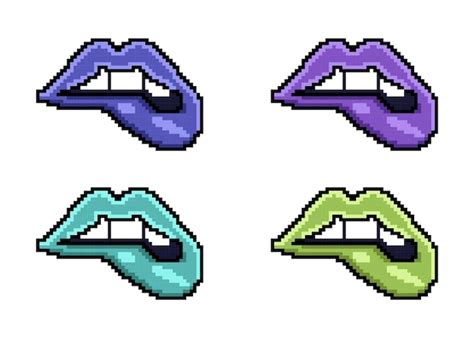 Premium Vector | Pixel art lips vector illustrations