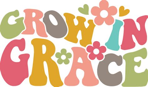 Grow in grace, retro floral tshirt design, bible verse - free svg file for members - SVG Heart