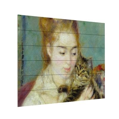 Pierre Renoir 'woman With A Cat 1875' Wood Slat Art-18x22 : Target