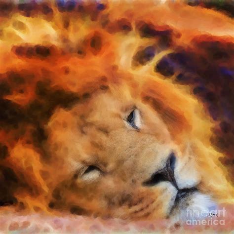 Sleeping Lion - Square Version Digital Art by John Beck