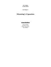 Manning's Equation - CE 320A 11-06-2015 Lab Report Mannings Equation ...