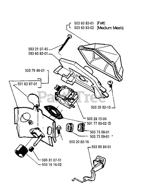 Husqvarna 51 Husqvarna Chainsaw 1994 06 Air Filter Carburetor Parts ...