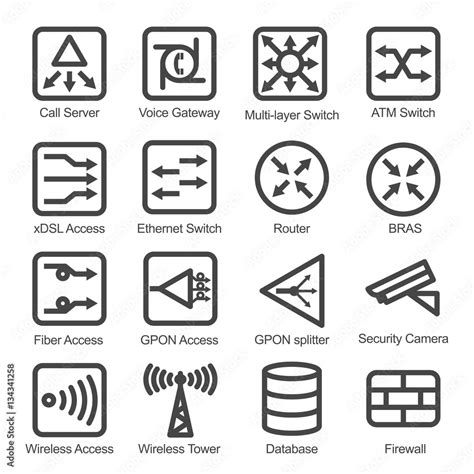 Network Equipment Icon Set - Isolated Vector Illustration. Simplified ...