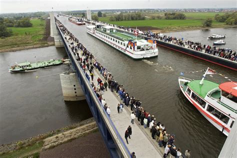 The Magdeburg Water Bridge - the longest navigable by Ship aqueduct in ...