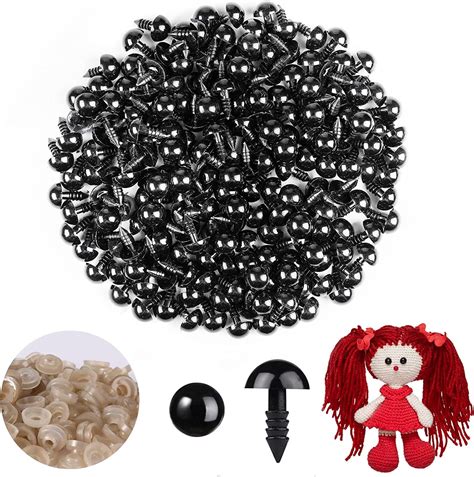 200Pcs 10mm Safety Eyes for Crochet Plastic Black Safety Eyes for Stuffed Animals Craft Eyes ...