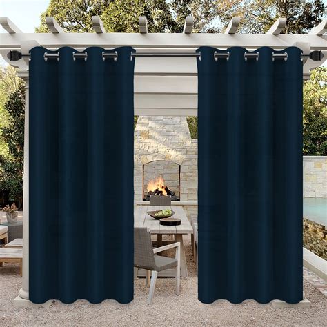 Easy-Going Outdoor Curtains for Patio Waterproof Cabana Grommet Curtain Panels, Navy, 52 x 120 ...