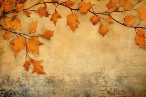 Premium AI Image | Autumn leaves background in vintage style Chemigram ...