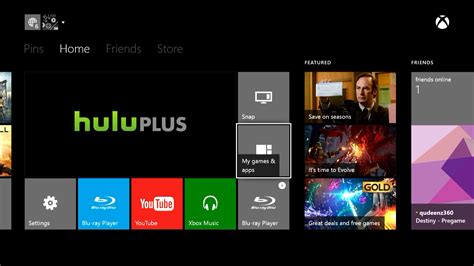 Xbox One Home screen