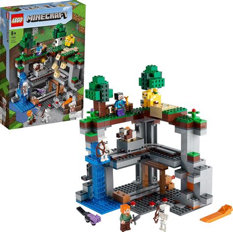 LEGO 21169 Minecraft The First Adventure Nether Playset with Steve, Alex, Skeleton, Dyed Cat ...