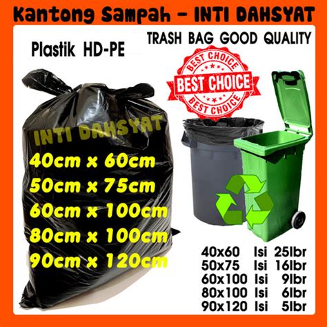 Jual Kantong Plastik Sampah Trash Bag HD-PE Hitam uk. 50x75 60x100 ...