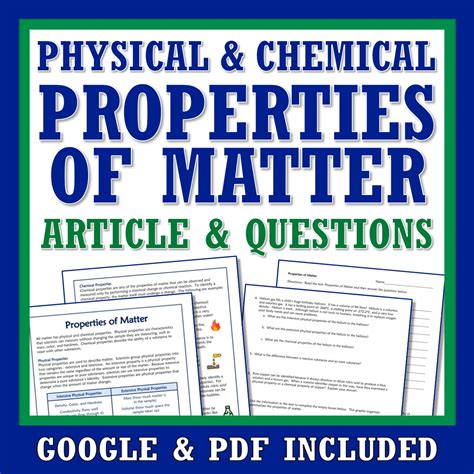 Physical Properties and Chemical Properties of Matter Article - Flying Colors Science