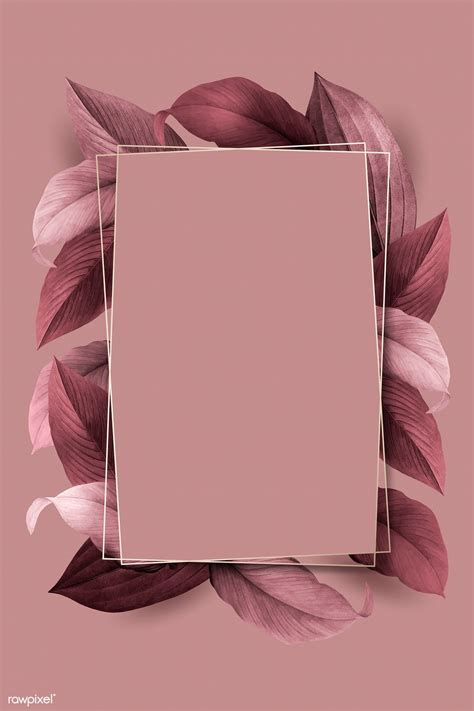 Download premium vector of Rectangle foliage frame on pink background ...