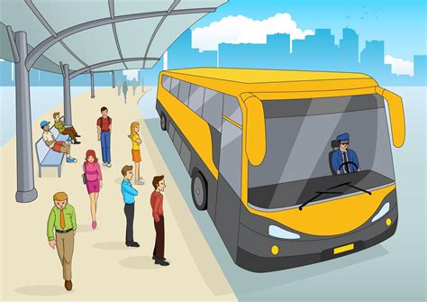 People At Bus Station 1943131 Vector Art at Vecteezy