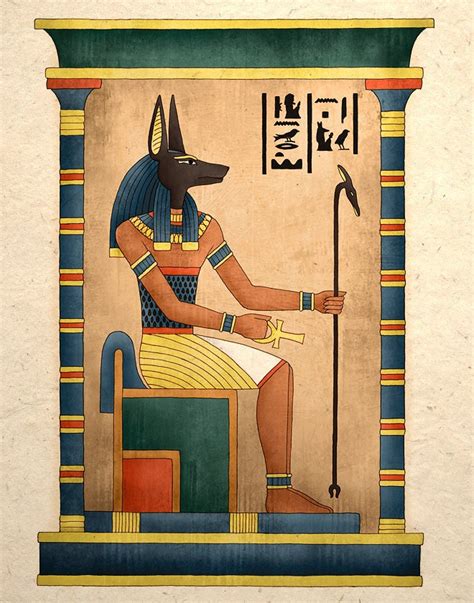 Egyptian Art Print Ancient God Anubis by TigerHouseArt on Etsy