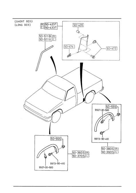 Mazda B2600 Drip molding. MOULDING FRONT LT, DRIP. From - UB5450521B ...