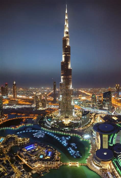 Burj Khalifa Tower at Night Editorial Photo - Image of night, burj ...