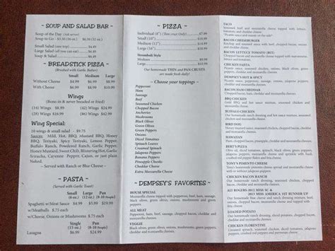 Menu of Dempsey's Pizza in Clinton, SC 29325