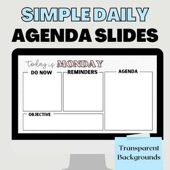 Simple Daily Agenda Slides by Inkling Attic | TPT