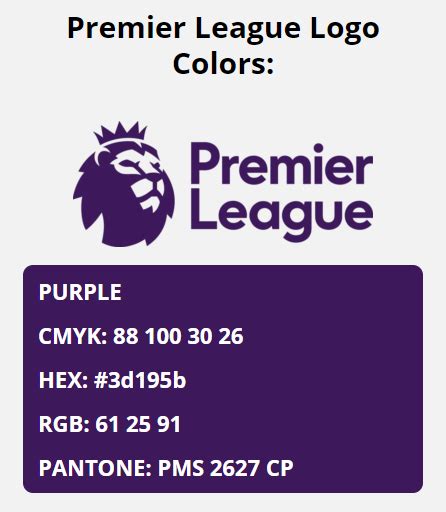 Premier League Color Codes. Hex, RGB, CMYK, and Pantone | Color coding ...