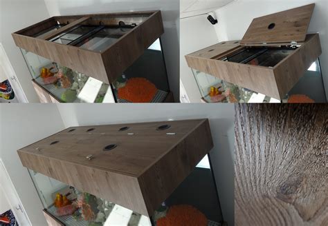 Our modern design aquarium hood has removable top making it a Pelmet (open hood). We manufacture ...