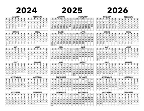3 Year Calendar 2024 to 2026 – Calendar Options