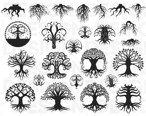 Roots tree svg family tree svg tree with roots svg clipart | Etsy