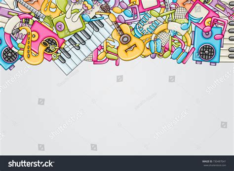 Music Concept Musical Instruments Objects Background: vector de stock ...