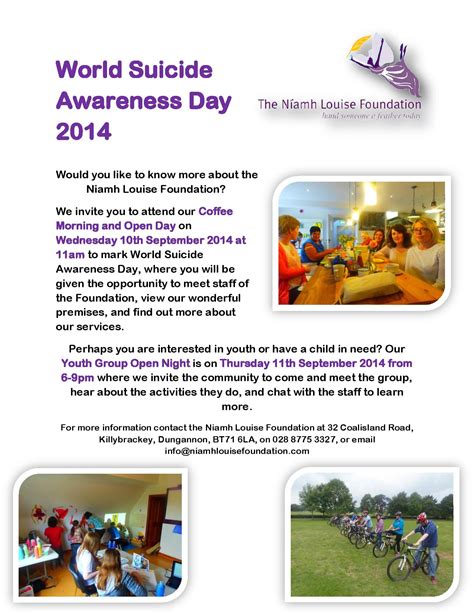 World Suicide Awareness Day 2014 – The Niamh Louise Foundation