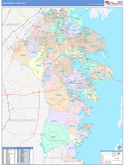 Anne Arundel County, MD Wall Map Color Cast Style by MarketMAPS