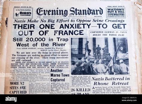 Evening Standard World War 2 WWII British newspaper headlines 28 August ...