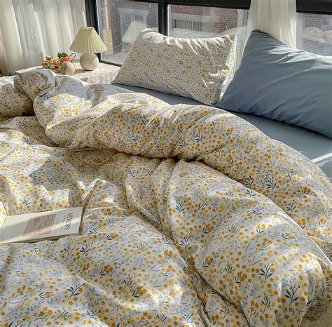 Yellow Floral Duvet Cover Set Fresh Floral Bedding Set - Etsy