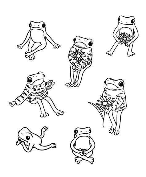 four frogs with different patterns on their backs and legs, all in ...