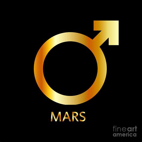 Zodiac And Astrology Symbol Of The Planet Mars In Gold Colors ...