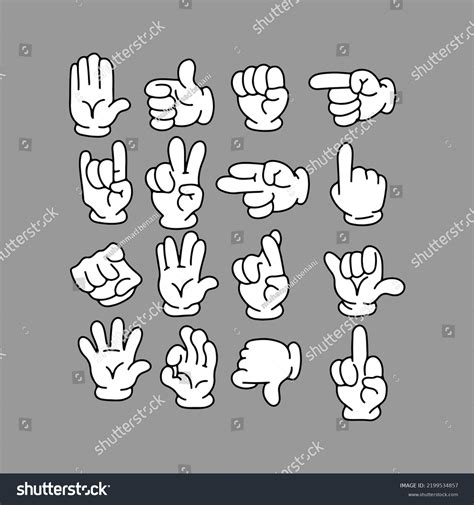 Set Hand Gesture Cartoon Style Stock Vector (Royalty Free) 2199534857 ...