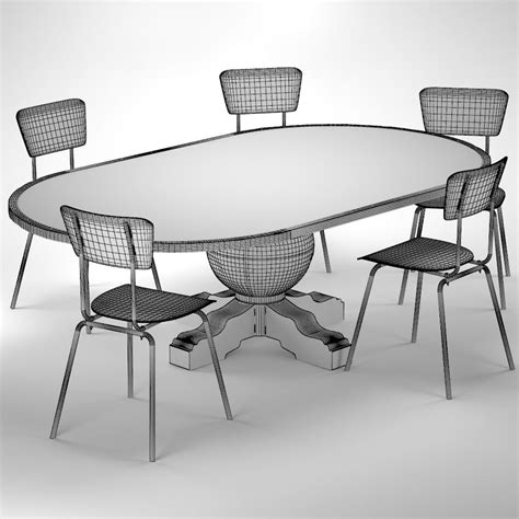 Enzo Industrial Loft Pine Metal Oval Dining Table 3D Model $9 - .obj .fbx .max - Free3D