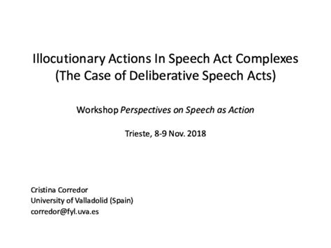 (PPT) Illocutionary actions in speech act complexes. The case of ...