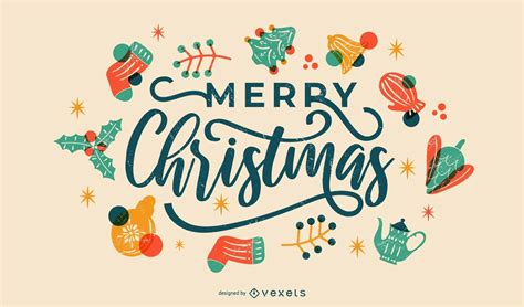 Merry Christmas Colorful Lettering Vector Download