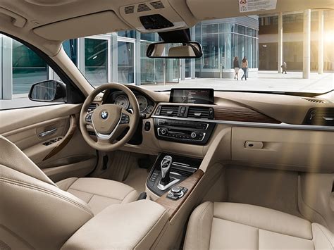 HD wallpaper: beige and brown BMW car interior, the wheel, sedan, salon ...