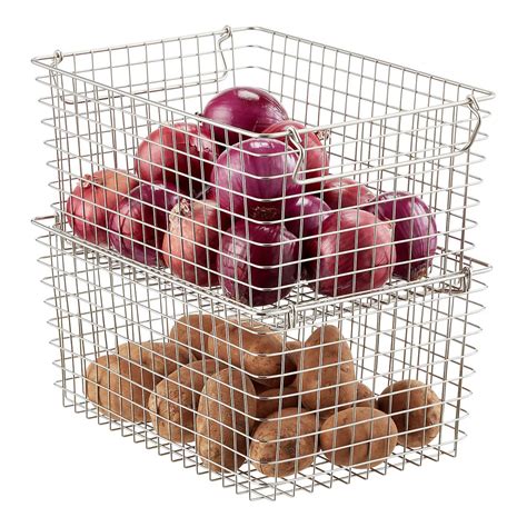 Stackable Wire Storage Baskets with Handles | The Container Store