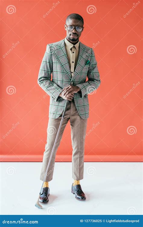 Young Stylish African American Golfer with Golf Club Stock Image - Image of fashionshoot, vogue ...