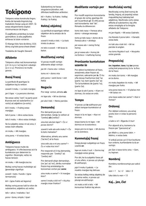 Toki Pona cheat sheet