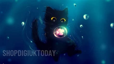 Cute Kitten Cat Wallpaper 4K Halloween Underwater Ocean Witch - Etsy