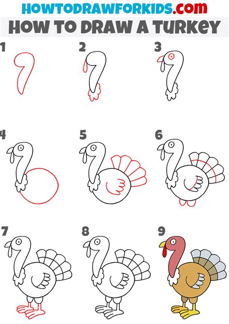 How to Draw a Turkey - Easy Drawing Tutorial For Kids