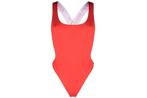 Off-White Logo-Strap One-Piece Swimsuit Light Red - SS23 - GB