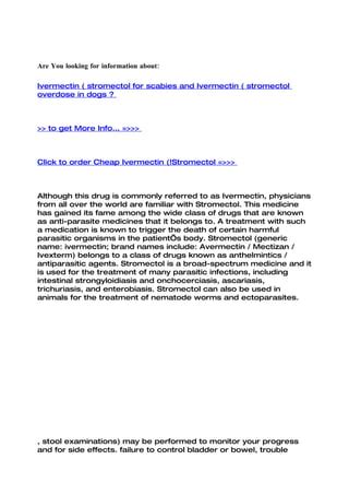 Ivermectin ( stromectol for scabies and ivermectin ( stromectol overdose in dogs | PDF