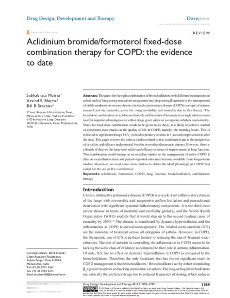 (PDF) Aclidinium bromide/formoterol fixed-dose combination therapy for COPD: the evidence to ...