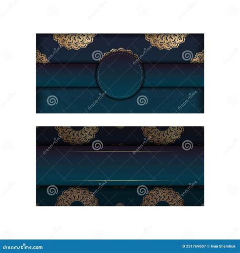 Gradient Green Gradient Flyer with Abstract Gold Pattern Prepared for Typography. Stock Vector ...