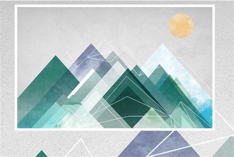 Modern Geometric Mountains Nursery Wallpaper Wall Mural | Etsy