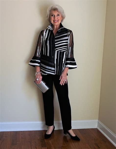 The Fall Preview - SusanAfter60.com | Chiffon fashion, Striped shirt, Shirt and pants