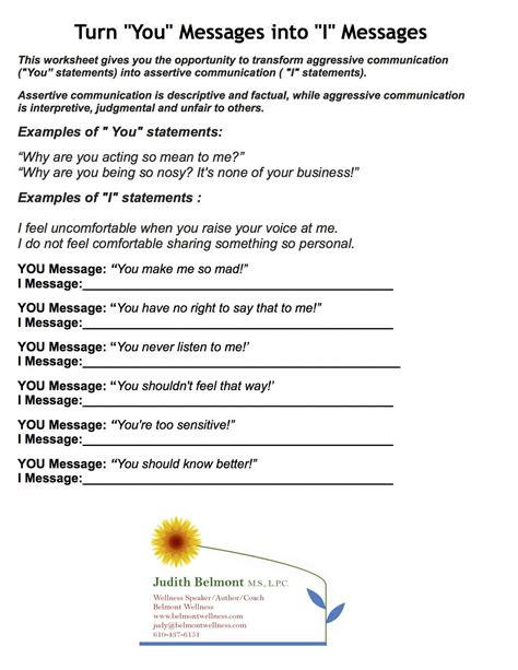 Couples Therapy Communication Worksheets